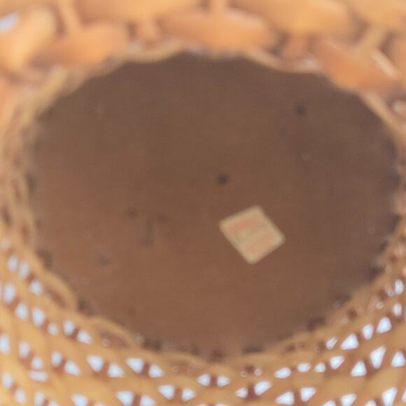 Vintage Rattan Wicker Floor Vase Basket Handles 24" x 11" Pot Planter Portugal - Picture 15 of 16